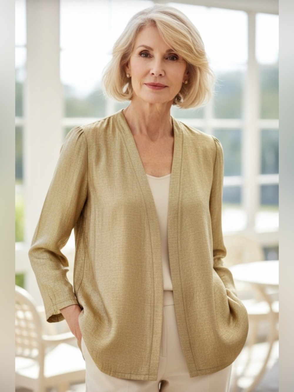 Peace of Cloth Shimmer Celeste Gold Jacket NWT